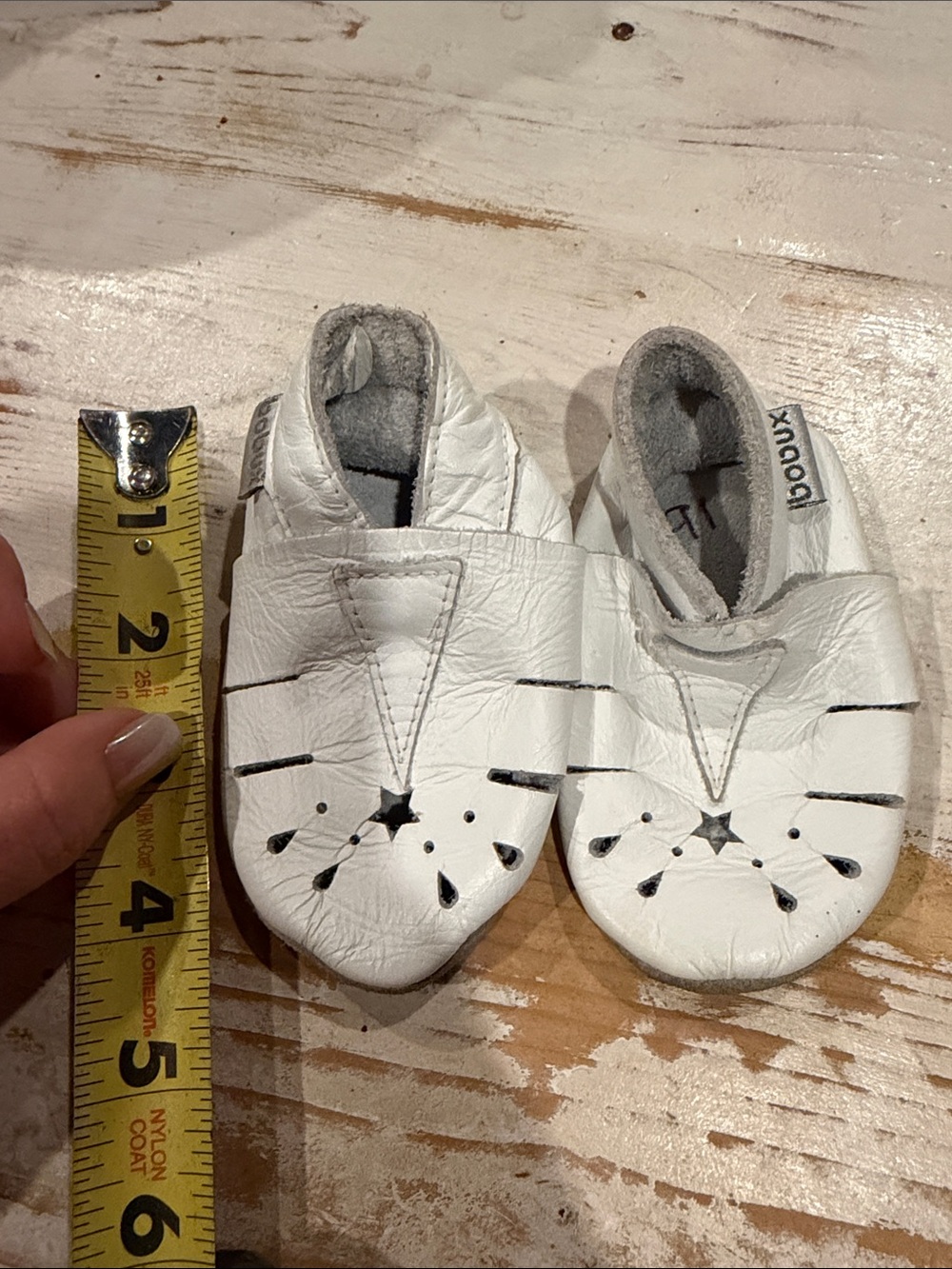 Bobux White Leather Baby Moccasins with Star Cutouts